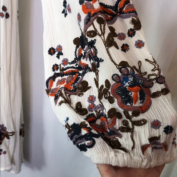 Free People Embroidered Oxford Swing Cut Out Mini Dress Size L - Picture 7 of 11